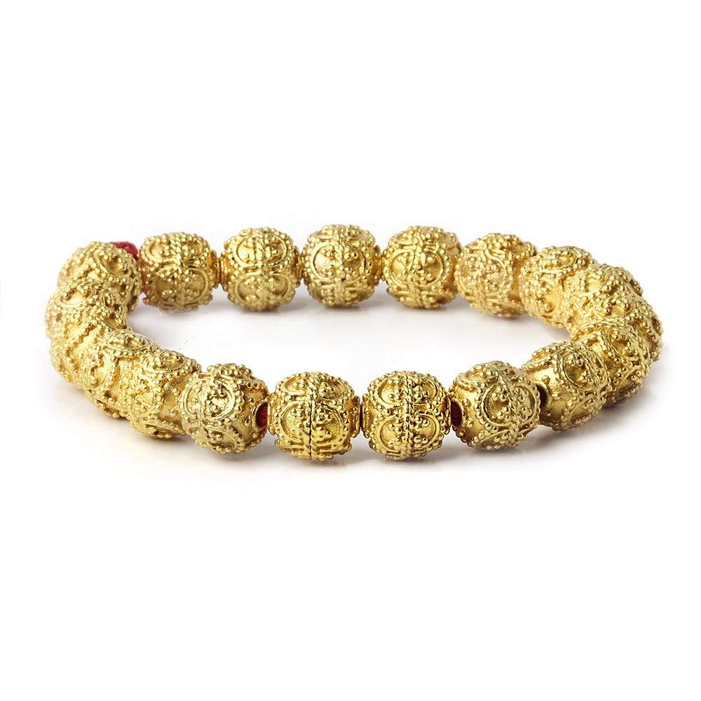 10mm 22kt Gold Plated Copper Bead Roval Roval Edwardian 8 inch 18 pieces (ONLINE ORDER ONLY)