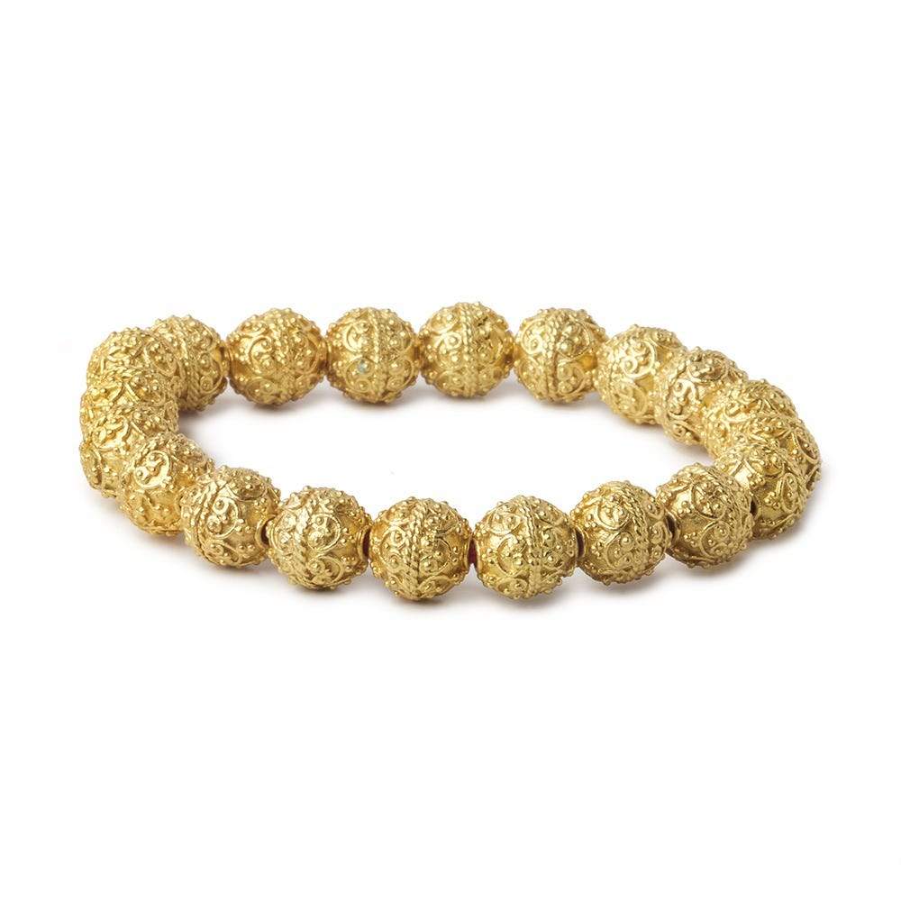 10mm 22kt Gold Plated Copper Bead Roval Victorian Swag with Miligrain 8 inch 18 pieces (ONLINE ORDER ONLY)