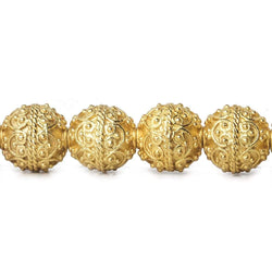 10mm 22kt Gold Plated Copper Bead Roval Victorian Swag with Miligrain 8 inch 18 pieces (ONLINE ORDER ONLY)