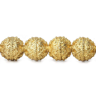 10mm 22kt Gold Plated Copper Bead Roval Victorian Swag with Miligrain 8 inch 18 pieces (ONLINE ORDER ONLY)