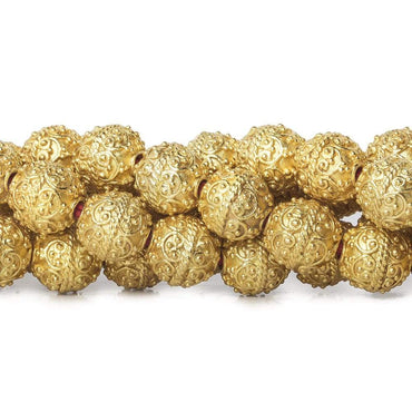 10mm 22kt Gold Plated Copper Bead Roval Victorian Swag with Miligrain 8 inch 18 pieces (ONLINE ORDER ONLY)