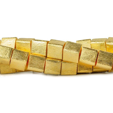 10mm 22kt Gold plated Copper Brushed Cube Beads 8 inch 19 pieces (ONLINE ORDER ONLY)