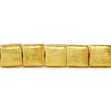 10mm 22kt Gold plated Copper Brushed Cube Beads 8 inch 19 pieces (ONLINE ORDER ONLY)