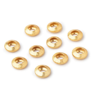 10mm 22kt Plated Copper Brushed Disc Large Hole Beads Set of 10 pieces (ONLINE ORDER ONLY)