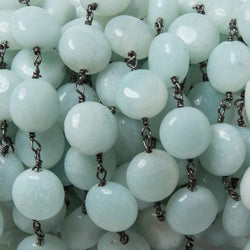 10mm Amazonite plain coin Black Gold plated Chain by the foot 20 pieces (ONLINE ORDER ONLY)
