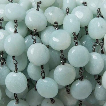 10mm Amazonite plain coin Black Gold plated Chain by the foot 20 pieces (ONLINE ORDER ONLY)