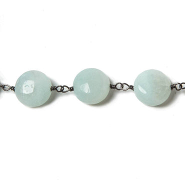 10mm Amazonite plain coin Black Gold plated Chain by the foot 20 pieces (ONLINE ORDER ONLY)