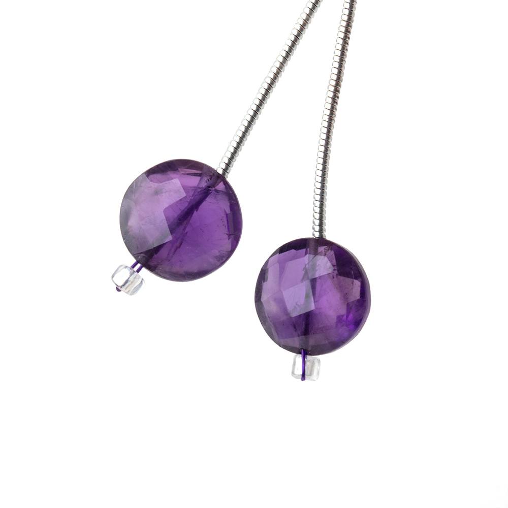 10mm Amethyst Faceted Coin Focals Set of 2 Beads (ONLINE ORDER ONLY)