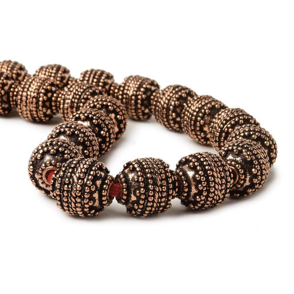 10mm Antiqued Copper Bead Bead Round Concentric Miligrain 8 inch 18 pcs (ONLINE ORDER ONLY)