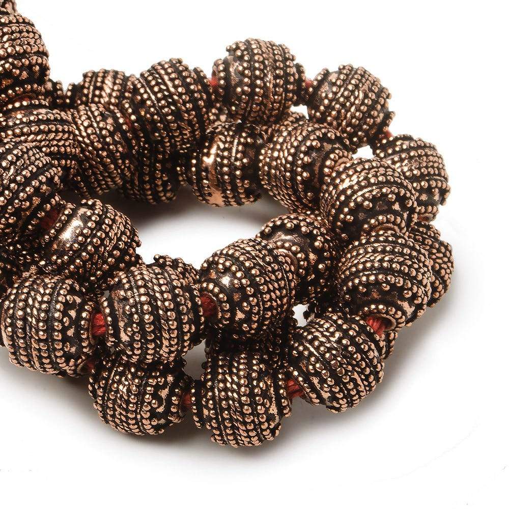 10mm Antiqued Copper Bead Bead Round Concentric Miligrain 8 inch 18 pcs (ONLINE ORDER ONLY)