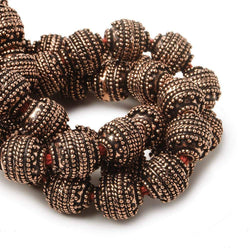 10mm Antiqued Copper Bead Bead Round Concentric Miligrain 8 inch 18 pcs (ONLINE ORDER ONLY)