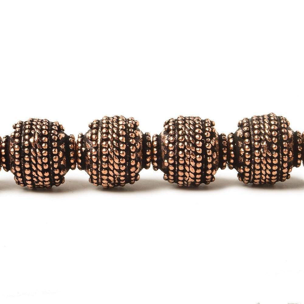 10mm Antiqued Copper Bead Bead Round Concentric Miligrain 8 inch 18 pcs (ONLINE ORDER ONLY)