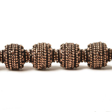 10mm Antiqued Copper Bead Bead Round Concentric Miligrain 8 inch 18 pcs (ONLINE ORDER ONLY)