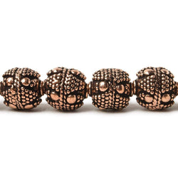 10mm Antiqued Copper Bead Bead Round Miligrain Triangle and Dots 8 inch 18 pcs (ONLINE ORDER ONLY)