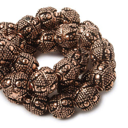 10mm Antiqued Copper Bead Bead Round Miligrain Triangle and Dots 8 inch 18 pcs (ONLINE ORDER ONLY)