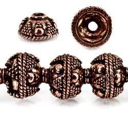 10mm Antiqued Copper Bead Cap Miligrain Triangle and Plain Circle 8 inch 44 pcs (ONLINE ORDER ONLY)