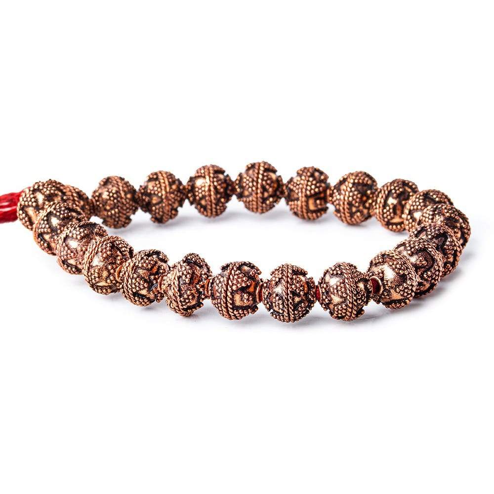 10mm Antiqued Copper Bead Cap Roval Miligrain Triangle 8 inch 44 pcs (ONLINE ORDER ONLY)