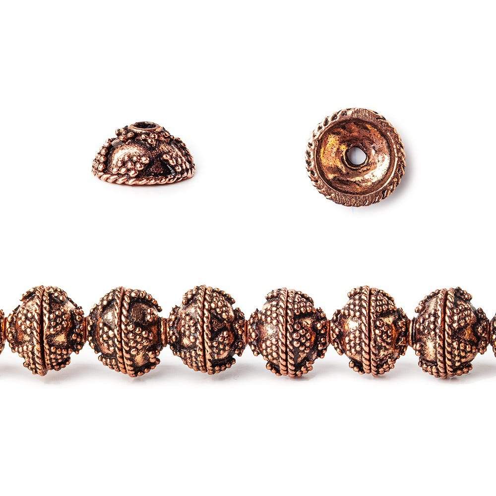 10mm Antiqued Copper Bead Cap Roval Miligrain Triangle 8 inch 44 pcs (ONLINE ORDER ONLY)
