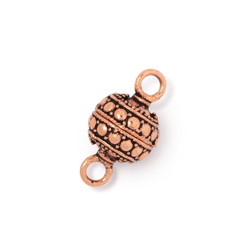 10mm Antiqued Copper Beaded Design Magnetic Clasp Set of 2 (ONLINE ORDER ONLY)