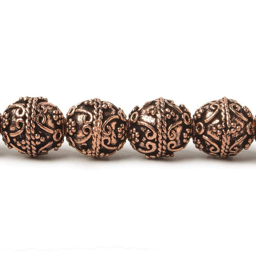 10mm Antiqued Copper Beads Roval Victorian Swag 8 inch 18 pcs (ONLINE ORDER ONLY)