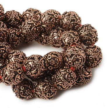 10mm Antiqued Copper Beads Roval Victorian Swag 8 inch 18 pcs (ONLINE ORDER ONLY)
