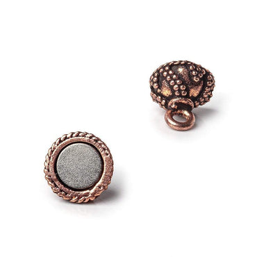 10mm Antiqued Copper Round Miligrain Pattern Magnetic Clasp Set of 2 (ONLINE ORDER ONLY)