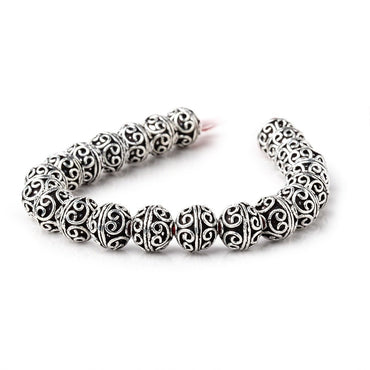 10mm Antiqued Silver Plated Copper Simple Scroll Round 8 inch 21 Beads (ONLINE ORDER ONLY)