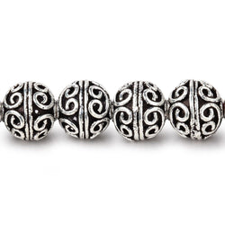 10mm Antiqued Silver Plated Copper Simple Scroll Round 8 inch 21 Beads (ONLINE ORDER ONLY)