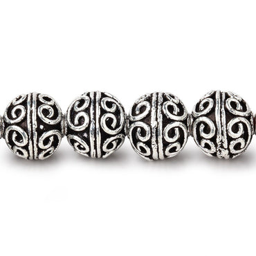 10mm Antiqued Silver Plated Copper Simple Scroll Round 8 inch 21 Beads (ONLINE ORDER ONLY)