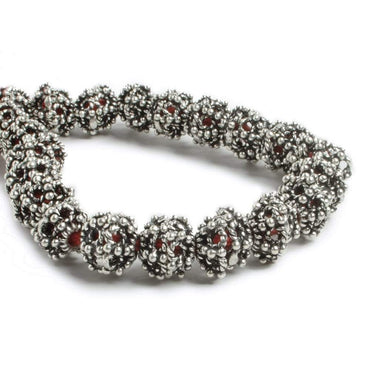 10mm Antiqued Silver plated Miligrain Sea Urchin Bead Cap 8 inch 21 pieces (ONLINE ORDER ONLY)