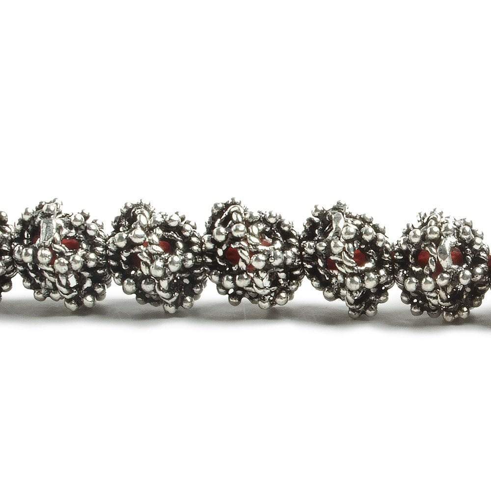 10mm Antiqued Silver plated Miligrain Sea Urchin Bead Cap 8 inch 21 pieces (ONLINE ORDER ONLY)