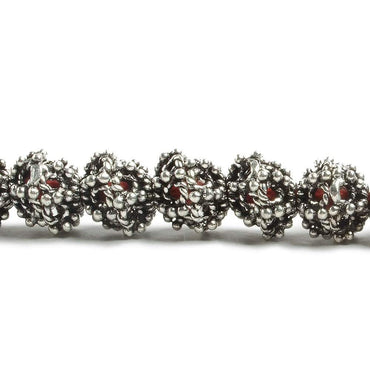10mm Antiqued Silver plated Miligrain Sea Urchin Bead Cap 8 inch 21 pieces (ONLINE ORDER ONLY)