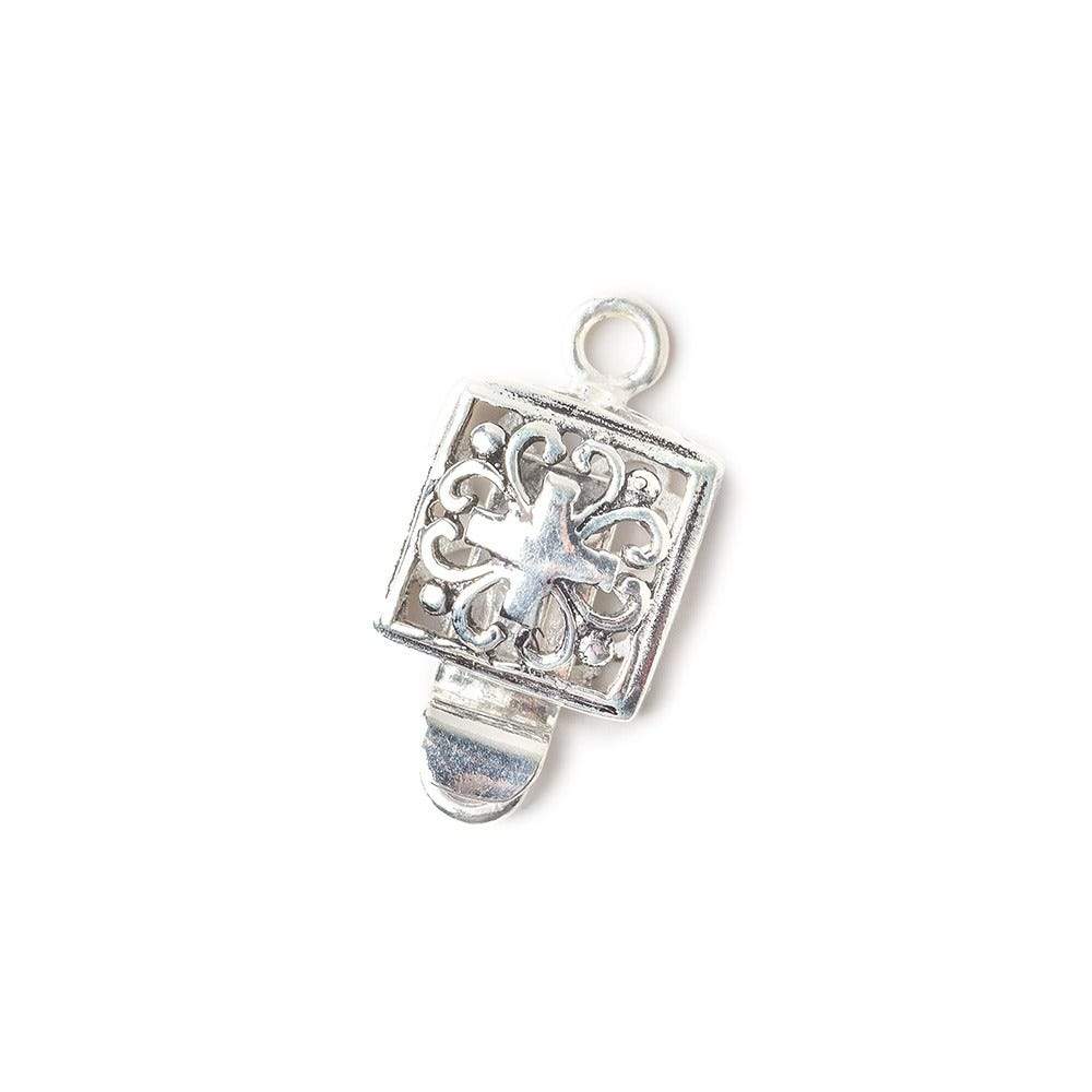 10mm Antiqued Sterling Silver plated Box Clasp Square Filigree Design 1 piece (ONLINE ORDER ONLY)