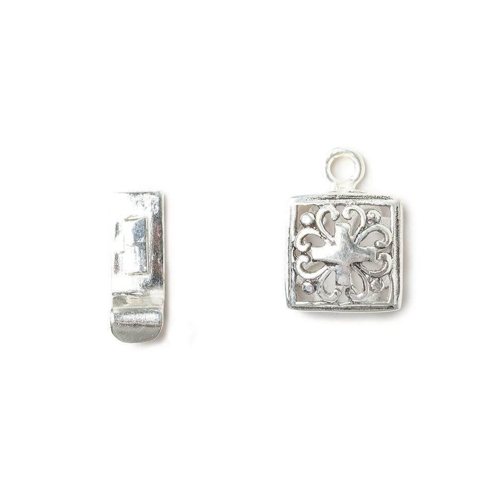 10mm Antiqued Sterling Silver plated Box Clasp Square Filigree Design 1 piece (ONLINE ORDER ONLY)
