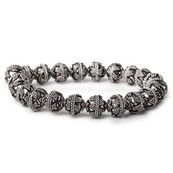 10mm Antiqued Sterling Silver Plated Copper Bead Cap Roval Miligrain Triangle 8 inch 44 beads (ONLINE ORDER ONLY)