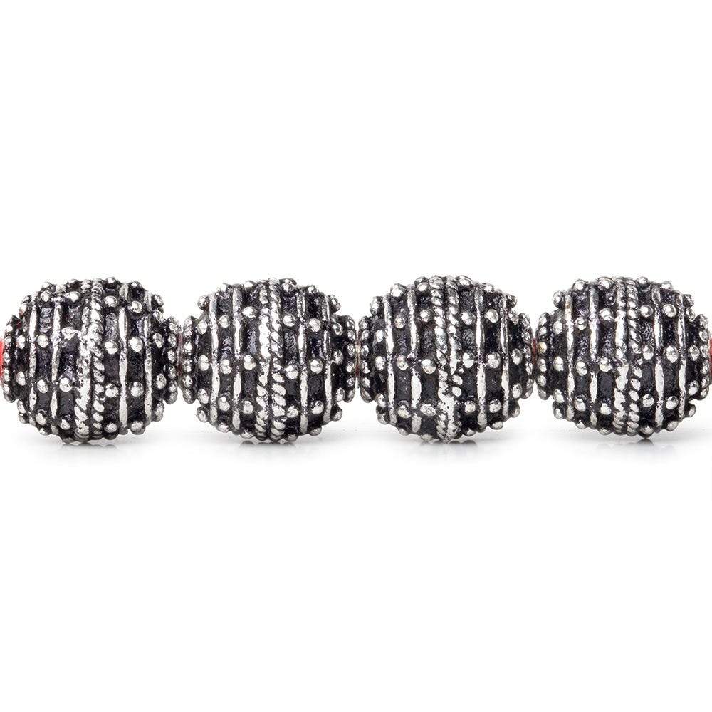 10mm Antiqued Sterling Silver Plated Copper Bead Roval, Beehive 8 inch 18 pcs (ONLINE ORDER ONLY)