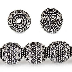 10mm Antiqued Sterling Silver Plated Copper Bead Roval, Concentric Circles 8 inch 18 pcs (ONLINE ORDER ONLY)