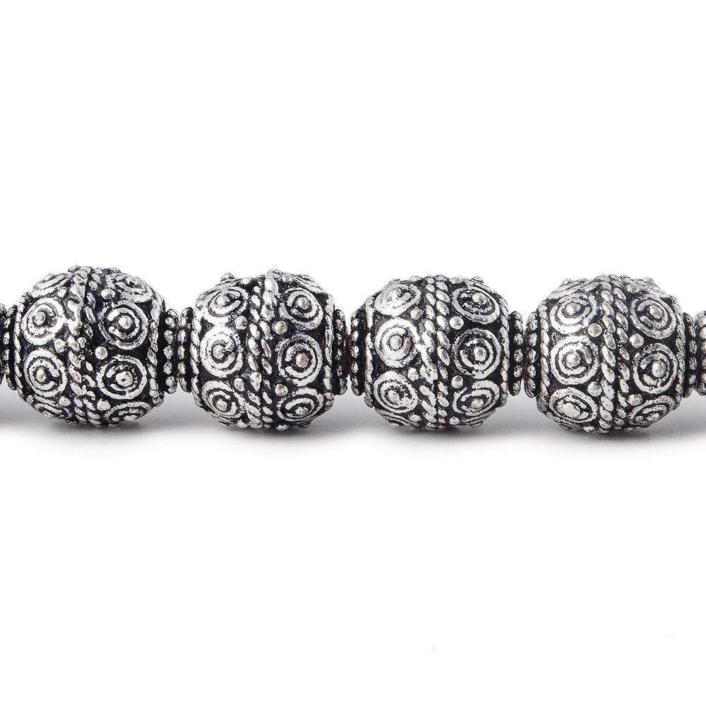 10mm Antiqued Sterling Silver Plated Copper Bead Roval, Concentric Circles 8 inch 18 pcs (ONLINE ORDER ONLY)
