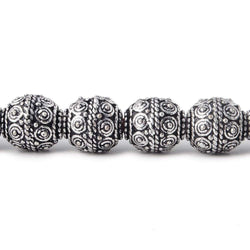 10mm Antiqued Sterling Silver Plated Copper Bead Roval, Concentric Circles 8 inch 18 pcs (ONLINE ORDER ONLY)