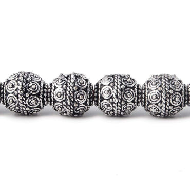 10mm Antiqued Sterling Silver Plated Copper Bead Roval, Concentric Circles 8 inch 18 pcs (ONLINE ORDER ONLY)