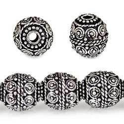 10mm Antiqued Sterling Silver Plated Copper Bead Roval, Concentric Circles 8 inch 18 pcs (ONLINE ORDER ONLY)
