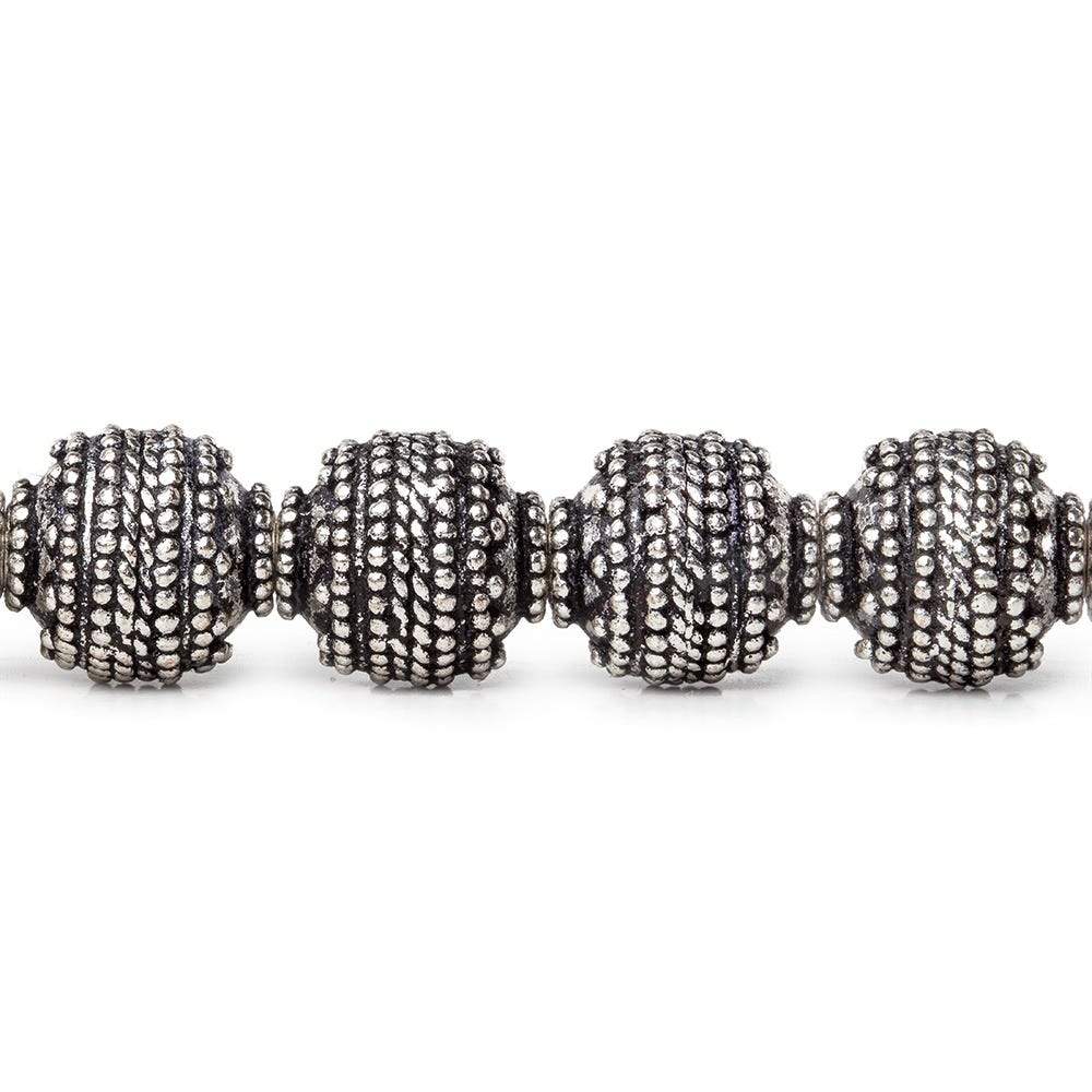 10mm Antiqued Sterling Silver Plated Copper Bead Roval, Concentric Miligrain 8 inch 18 pcs (ONLINE ORDER ONLY)