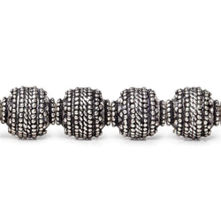 10mm Antiqued Sterling Silver Plated Copper Bead Roval, Concentric Miligrain 8 inch 18 pcs (ONLINE ORDER ONLY)