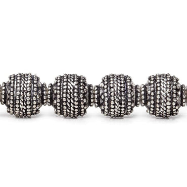 10mm Antiqued Sterling Silver Plated Copper Bead Roval, Concentric Miligrain 8 inch 18 pcs (ONLINE ORDER ONLY)