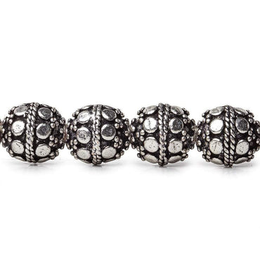10mm Antiqued Sterling Silver Plated Copper Bead Roval, Dots 8 inch 20 pieces (ONLINE ORDER ONLY)