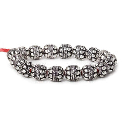 10mm Antiqued Sterling Silver Plated Copper Bead Roval Dots & Rope Center 8 inch 18 pcs (ONLINE ORDER ONLY)
