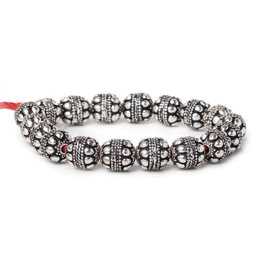 10mm Antiqued Sterling Silver Plated Copper Bead Roval Dots & Rope Center 8 inch 18 pcs (ONLINE ORDER ONLY)
