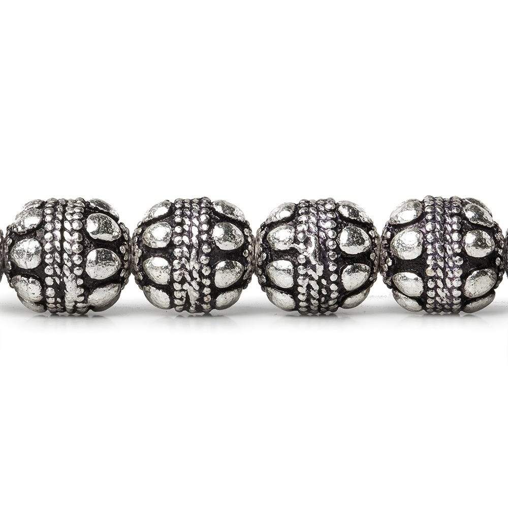 10mm Antiqued Sterling Silver Plated Copper Bead Roval Dots & Rope Center 8 inch 18 pcs (ONLINE ORDER ONLY)