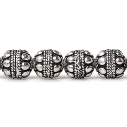 10mm Antiqued Sterling Silver Plated Copper Bead Roval Dots & Rope Center 8 inch 18 pcs (ONLINE ORDER ONLY)