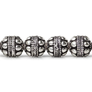 10mm Antiqued Sterling Silver Plated Copper Bead Roval Dots & Rope Center 8 inch 18 pcs (ONLINE ORDER ONLY)